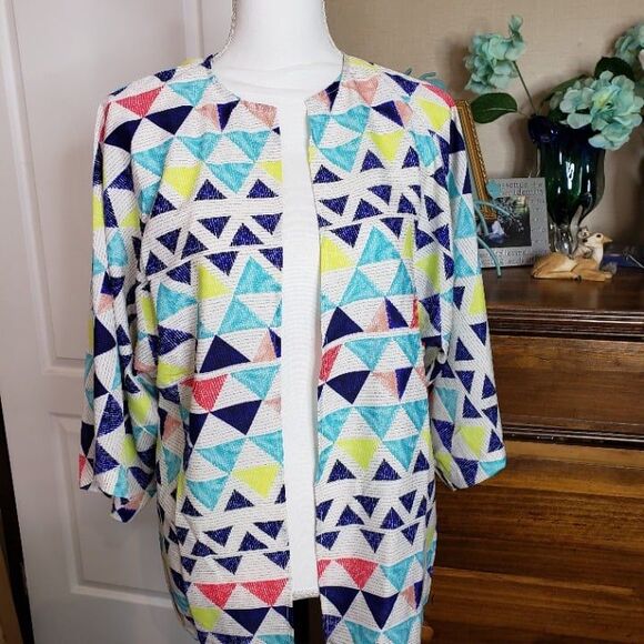 NEW W118 Walter Baker Triangles Kiki Kimono womens S Lightweight Cardigan Shell - Picture 1 of 9